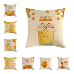 Pillow Cartoon Honey Bee Cover Sofa Home Decorative Covers Print Pillowcase 45x45cm