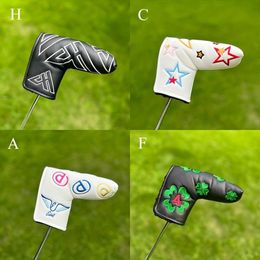 Golf Putter New Multi Element Club Protection PU Leather Embroidered Straight Bar Head Hat Cover