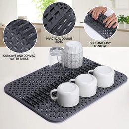 Table Mats Silicone Sink Mat 43 32cm Protector Pad Thickness Safe Heat Resistant Non-slip Quick Drying Kitchen Drainer