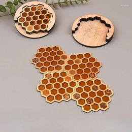 Table Mats Chic And Elegant Wooden Cup With Honeycomb Design - Perfect Gift For Housewarming