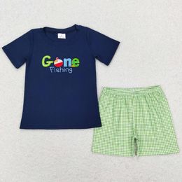 Clothing Sets Summer Baby Boys Clothes Short Sleeve Tops Shorts Gone Fishing Boutique Kids Embroidery Cotton Outfits