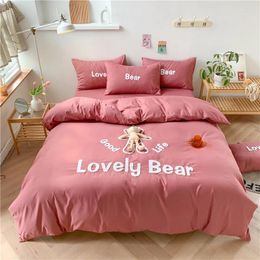 Bedding Sets Arrival Modern Sanding Thickened Washed Cotton 4pcs 240x220 Duvet Cover Set Pillowcase Bed Linen Sheet Quilts
