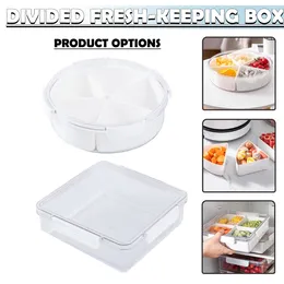 Storage Bottles Plastic Divided Serving Tray With Lid Snack Platter Pot Candy Box Dried Fruit