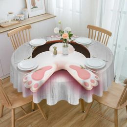Table Cloth Easter BuWood Grain Round Festival Dining Waterproof Tablecloth Cover For Wedding Party Decor
