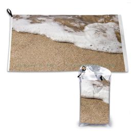 Towel Sea Foam At The Beach Quick Dry Gym Sports Bath Portable Peaceful Coast Water Ocean Waves On Sand