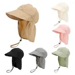 Berets Summer Children Bucket Hat Toddler Sun With Shawl Outdoor Quick Dry Swim Cap For Boys And Girls Beach UV Protection