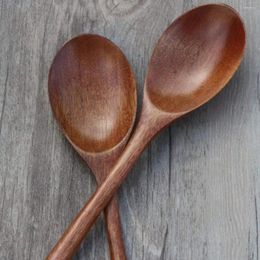 Spoons Large Wood Long Handled Eco Friendly Kids Rice Soup Spoon Wooden Dessert Handcraft Japanese Tableware