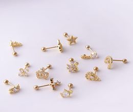 Set of 12 Pcs 20G Zircon Ear Cartilage Tragus Studs Earrings Body Piercing Jewerly For Women and Girls8432545