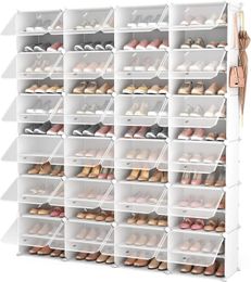 Shoe Storage Cabinet 12Tier Organizer 96 Pairs Extra Large Plastic Rack with Covers Portable 240506