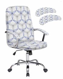 Chair Covers Modern Art Geometric Pattern Blue Elastic Office Cover Gaming Computer Armchair Protector Seat