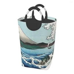 Laundry Bags Hiroshige The Sea Off Satta Japan With Volcano HD HIGH QUALITY A Dirty Clothes Pack