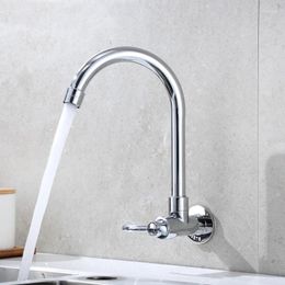 Kitchen Faucets Faucet 360 Degree Swivel Brass Mixer Single Cold Singk Tap Hole Water Wall Mount