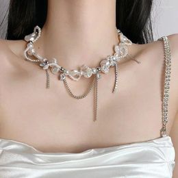 Chains Fashion Personality Irregular Pearl Necklace Sweet And Cool Charming Necklaces Niche Design Punk Goth Y2k Jewellery For Women Gift