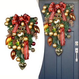 Decorative Flowers Creative Christmas Wreath Bow Knot Upside Down Flower Decoration Door Hanging Ornaments