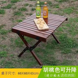 Camp Furniture Aoliviya Official Creative Octagonal Egg Roll Table Camping Pine Outdoor Portable Solid Wood