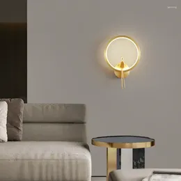 Wall Lamp Light Luxury Modern LED All Copper Lamps Living Room TV Background Aisle Bedroom Bedside Home Decor Fixture