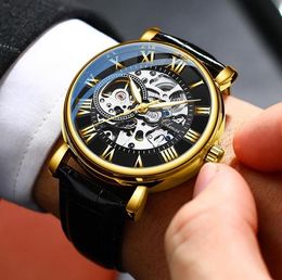 Wristwatches 2022 Men Mechanical Watches Fashion Design Romal Dial Silver Skeleton Automatic Waterproof Chenxi9415488