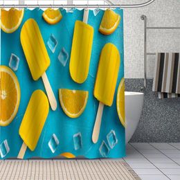 Shower Curtains Ice Cream Custom Pattern Polyester Bath Curtain Waterproof Geometric Screen Printed For Bathroom