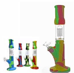 145 inche tall silicone beaker bong 8 arm tree perc bongs percolator Unbreakable dab rig bong recycler water bong with 14mm tobac2739243