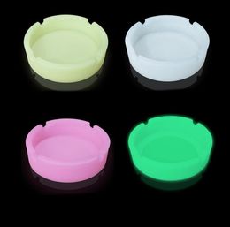 Soft Round Silicone Ashtrays Luminous Mini Ash Tray Unbreakable Portable Antiscalding Cigarette Holder Multicolor EcoFriendly Pi5650229