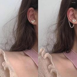 Dangle Earrings Butterfly Ear Studs Korean Fashion For Women Earclip Chain Tassel Metal Cuff Jewelr X0G0