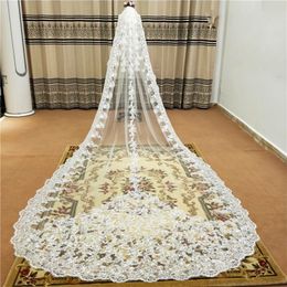 Romantic Cathedral Length Wedding Veil 5 meters 3 Meters Lace Edge Wedding Accessories Bridal Veil In Stock Real Image 195A