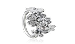 Compatible with Jewellery ring silver Shimmering Bouquet Clear CZ rings 100% 925 sterling silver Jewellery wholesale DIY For Women8331532