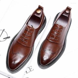 Dress Shoes Men 2024 Spring High Quality Business PU Leather Lace-up Footwear Formal For Wedding Party B155