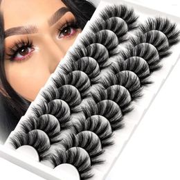 False Eyelashes GROINNEYA 3D 10 Pairs Mink Lashes Faux Fluffy Lash Soft Full Thick Wispy Extension