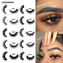 False Eyelashes Lehuamao makeup eyelashes 3D mink thick handcrafted fluffy cruel no volume Wispy soft reusable false Q240510