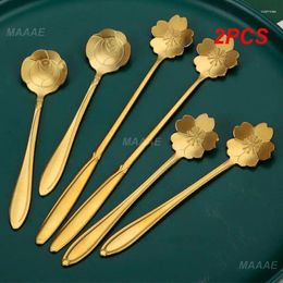 Coffee Scoops 2PCS Tea And Stirring Spoon Hand Polish The Round Edge Comfortable To Hold Drinking Tools Stainless Steel