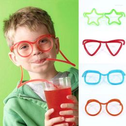 Drinking Straws 1pc Creative Funny Kids Glasses Straw Soft Flexible Arts DIY Modeling Toys Children Party Supplies Accessories