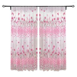 Curtain Tulip Printed Embossed Tulle Fashion Door Window Practical Elegant Beautiful Romantic Durable For Living Dining Room