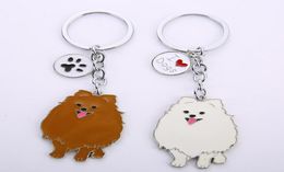 Keychains Jewelry Lovely Pomeranian Dog Charm Key Chains For Women Men Metal Pet Dogs Bag Car Ring Holder Gifts1614211