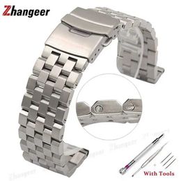 Watch Bands 18mm 20mm 22mm 24mm 26mm all solid stainless steel flat interface strap wrist strap with tools Q240510