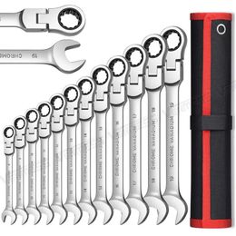 Flex Head Ratcheting Wrench SetCombination Ended Spanner kits Chrome Vanadium Steel Hand Tools Socket Key Ratchet set 240510