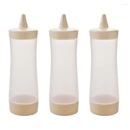 Dinnerware Sets 3 PCS Dressing Squirt Bottles Syrup For Pancakes Squeeze Salad Sauce Condiment Ketchup Mustard With Cover