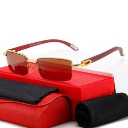 Designer New Carter half frame original wood leg Sunglasses mens box Fashion Womens Wooden glasses category NK3C