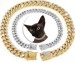 Luxury Pet Rhinestone Necklace Jewellery Puppy Cat Chain Collar Wedding Prom Costume Accessories for Cats Small Medium Large Dogs 240511