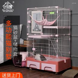 Cat Carriers Cage Litter Box With Toilet Domestic Indoor Villa House Large Free Space On The Second Floor