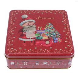 Storage Bottles Christmas Tinplate Candy Biscuits Box Jar Xmas Gifts Warpping Case Gift Packing Sweets Holder Decor Red
