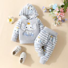 Clothing Sets Baby Boys Girls Cute Cartoon Animal Print Hooded Long Sleeve Sweatshirt Trousers Set