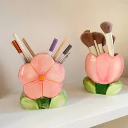 Storage Bottles Tulip Flower Makeup Brushes Box Make Up Organiser Originality Desk Brush Pot Home And Decor