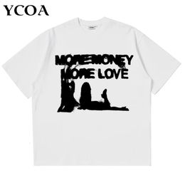 Men Tshirt Oversized Cotton Letter Y2k Streetwear Hip Hop Korean Harajuku Vintage Graphic Short Sleeve Tops Aesthetic Clothing 240511