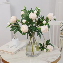 Decorative Flowers High Grade Peony Simulation Flower Single Branch Silk Cloth 1 Bud Home Decoration Wedding Table