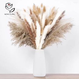 Decorative Flowers 100 Pieces Fall Country Party Decoration Fluffy Pampas Grass Dried Bouquets Boho Home Wedding Table Decor Accessories