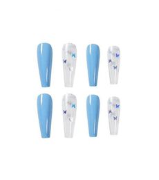 Fake nails overhead with glue coffin artificial nails tips with designs press on nail false set professional nail art tool6451447