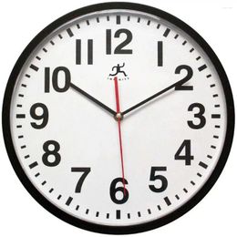 Wall Clocks 13" Round Clock Black Indoor Quiet Quartz Movement Shatter-Resistant 1 Battery Included Perfect Office School Home