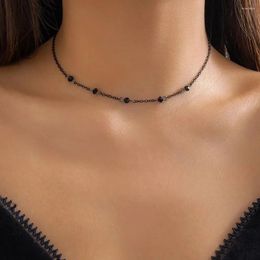Choker Salircon Gothic Black Spray Painted Metal Chain Short Necklace Women's Korean Fine Trend Neck Jewellery