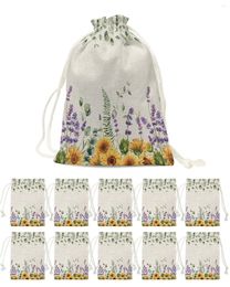 Christmas Decorations Plant Wild Flowers Eucalyptus Sunflower Lavender Candy Bags Santa Gift Bag Party Decor Navidad Xmas Packing Supplies